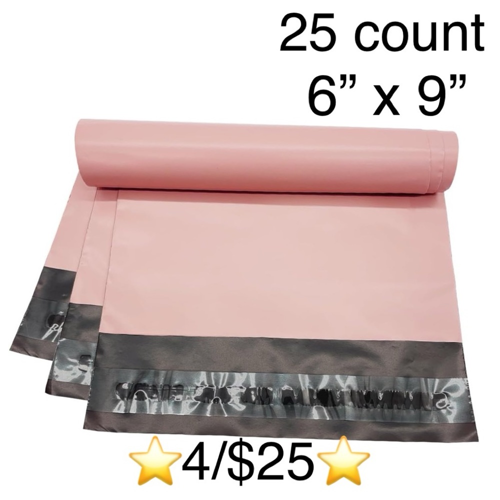 25 Count 6” x 9” Pink Poly Mailers